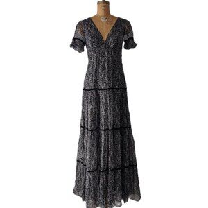 Doen Silk Chiffon Black Prairie Paisley AYANA Maxi Dress NWOT    SMALL